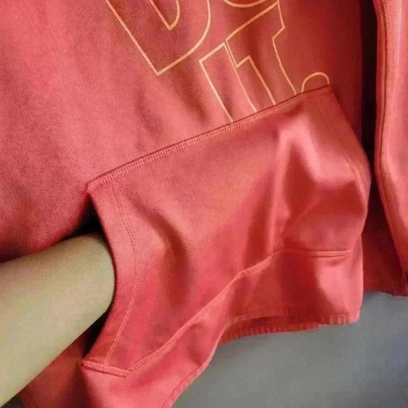 NIKE SWEATSHIRT HOODIE PULLOVER ORANGE "JUST DO IT" WOMEN'S SIZE M POCKET FRONT - Picture 3 of 9